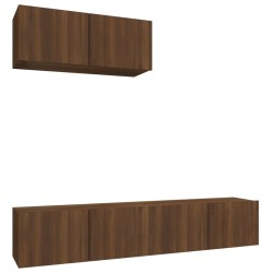 vidaXL Set Mobili Porta TV 3 pz Rovere Marrone in Legno Multistrato