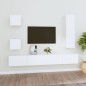 vidaXL Set di Mobili Porta TV 5 pz Bianco in Legno Multistrato vidaXL Set di Mobili Porta TV 5 pz Bianco in Legno Multistrato