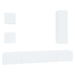 vidaXL Set di Mobili Porta TV 5 pz Bianco in Legno Multistrato