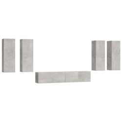 vidaXL Set di Mobili Porta TV 6 pz Grigio Cemento in Legno Multistrato