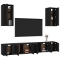 vidaXL Set Mobili Porta TV 6 pz Nero in Legno Multistrato vidaXL Set Mobili Porta TV 6 pz Nero in Legno Multistrato