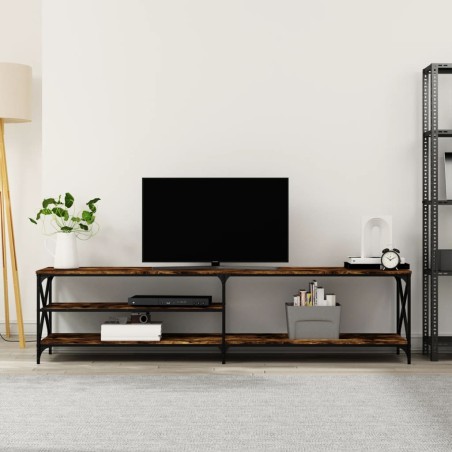 vidaXL Mobile TV Rovere Fumo 200x40x50cm Legno Multistrato e Metallo