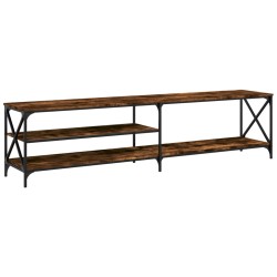 vidaXL Mobile TV Rovere Fumo 200x40x50cm Legno Multistrato e Metallo