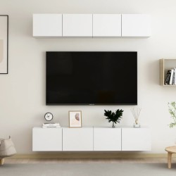 vidaXL Mobili TV 4 pz Bianchi 80x30x30 cm in Legno Multistrato