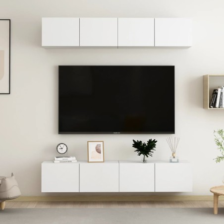 vidaXL Mobili TV 4 pz Bianchi 80x30x30 cm in Legno Multistrato
