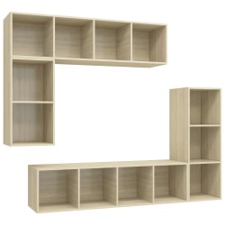 vidaXL Set di Mobili Porta TV 4 pz Rovere Sonoma in Legno Multistrato