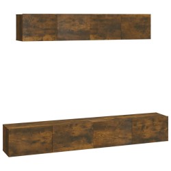 vidaXL Set di Mobili Porta TV 4 pz Rovere Fumo in Legno Multistrato