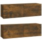 vidaXL Set di Mobili Porta TV 4 pz Rovere Fumo in Legno Multistrato