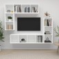vidaXL Set di Mobili Porta TV 4 pz Bianco in Legno Multistrato vidaXL Set di Mobili Porta TV 4 pz Bianco in Legno Multistrato