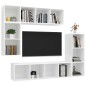 vidaXL Set di Mobili Porta TV 4 pz Bianco in Legno Multistrato vidaXL Set di Mobili Porta TV 4 pz Bianco in Legno Multistrato
