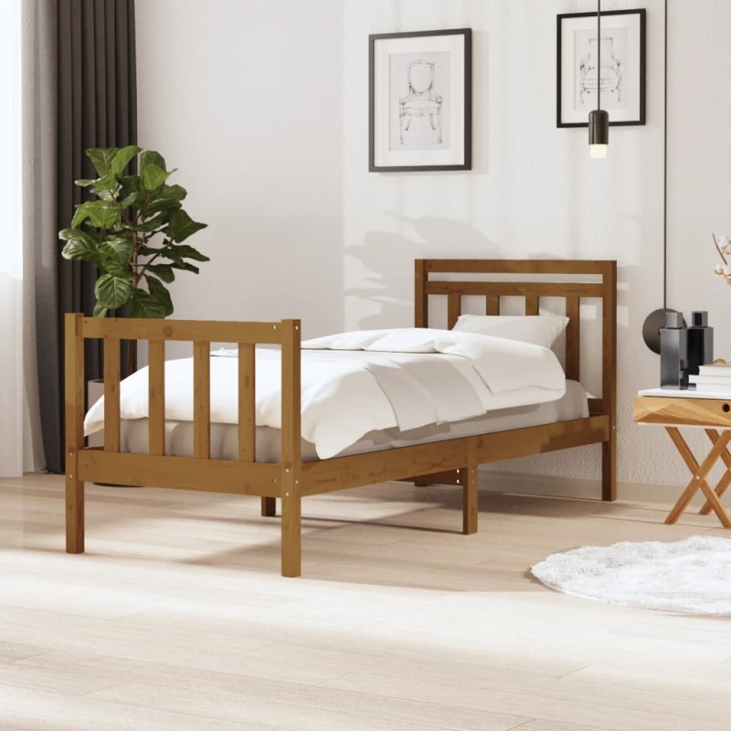 vidaXL Giroletto Miele in Legno Massello 90x190 cm 3FT6 Single