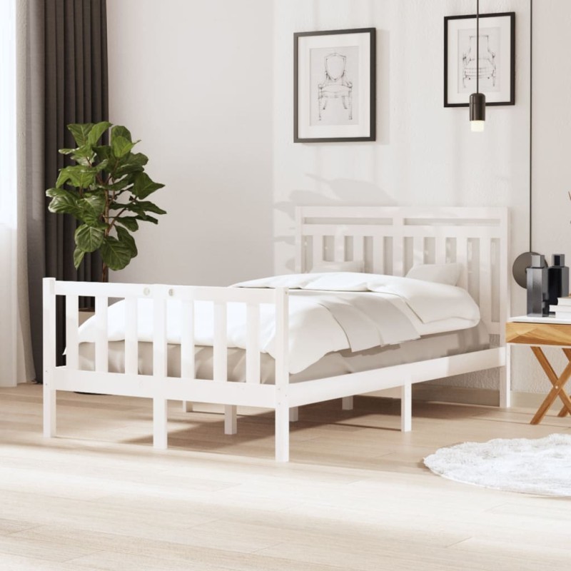vidaXL Giroletto Bianco in Legno Massello 120x190 cm 4FT Small Double vidaXL Giroletto Bianco in Legno Massello 120x190 cm 4FT Small Double