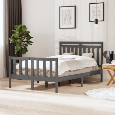 vidaXL Giroletto Grigio in Legno Massello 120x190 cm 4FT Small Double