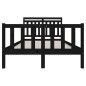 vidaXL Giroletto Nero in Legno Massello 120x190 cm 4FT Small Double