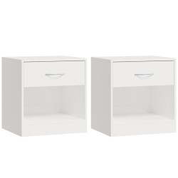 vidaXL Comodini 2 pz con Cassetto in Bianco Lucido