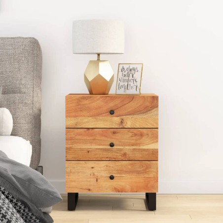 vidaXL Comodino 50x33x62 cm Legno Massello Acacia e Legno Multistrato