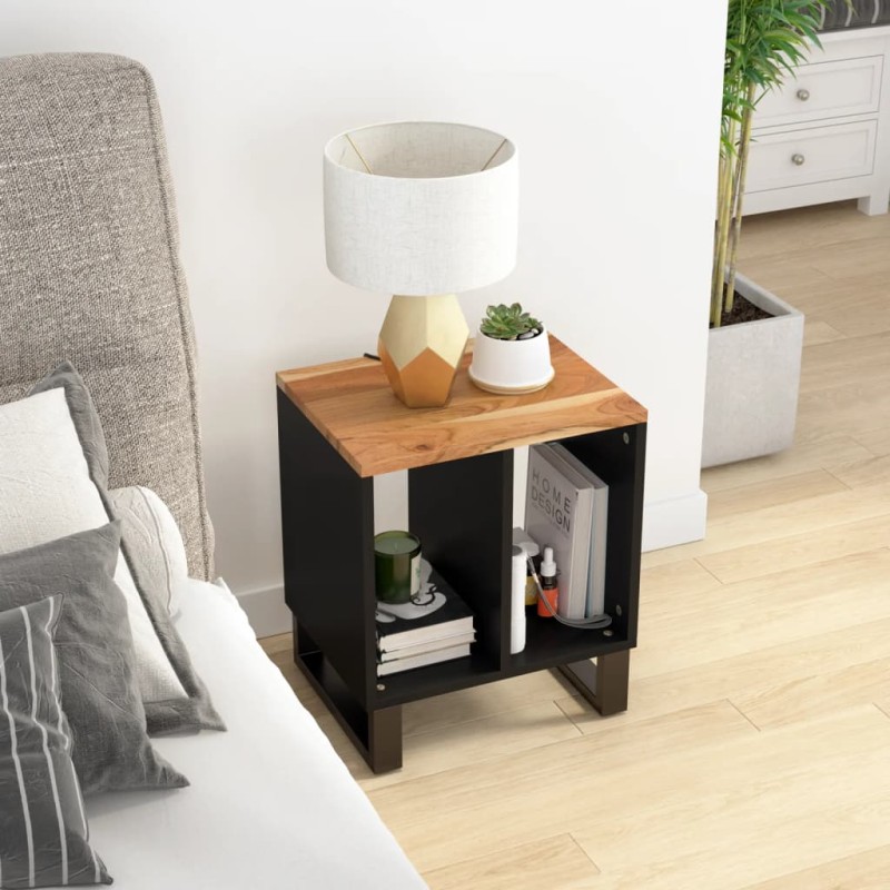 vidaXL Tavolino 40x31x46 cm Legno Massello Acacia e Legno Multistrato vidaXL Tavolino 40x31x46 cm Legno Massello Acacia e Legno Multistrato