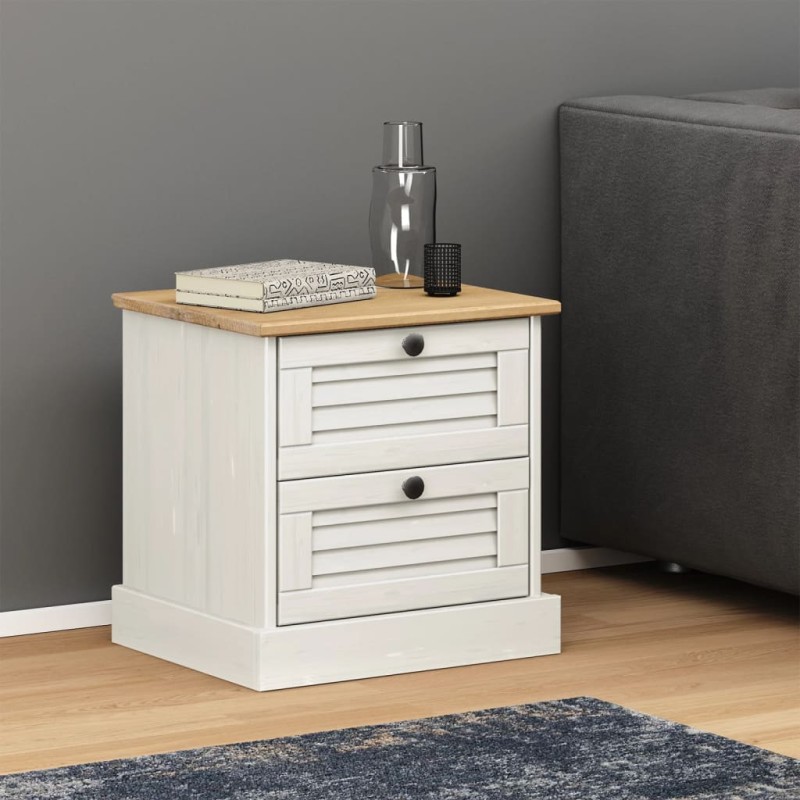 vidaXL Comodino VIGO Bianco 42x35x40 cm in Legno Massello di Pino