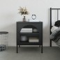 vidaXL Comodino Nero 50x35x60 cm Vetro e Acciaio