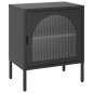 vidaXL Comodino Nero 50x35x60 cm Vetro e Acciaio