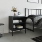 vidaXL Comodino Nero 50x35x60 cm Vetro e Acciaio