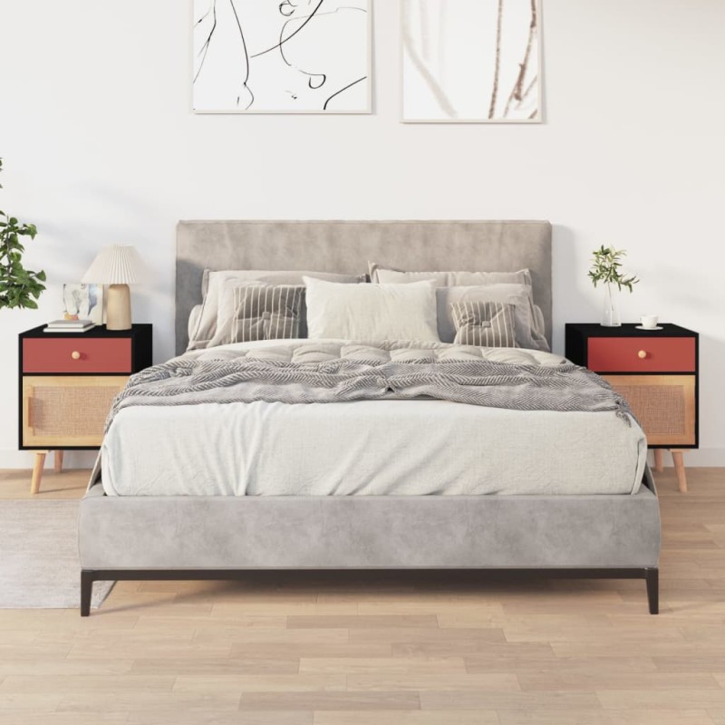 vidaXL Comodini 2 pz Neri 40x30x55 cm in Legno Multistrato vidaXL Comodini 2 pz Neri 40x30x55 cm in Legno Multistrato