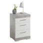 FMD Comodino con 3 Cassetti Grigio Cemento e Bianco Lucido FMD Comodino con 3 Cassetti Grigio Cemento e Bianco Lucido