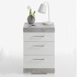 FMD Comodino con 3 Cassetti Grigio Cemento e Bianco Lucido FMD Comodino con 3 Cassetti Grigio Cemento e Bianco Lucido