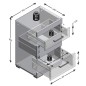FMD Comodino con 3 Cassetti Grigio Cemento e Bianco Lucido FMD Comodino con 3 Cassetti Grigio Cemento e Bianco Lucido