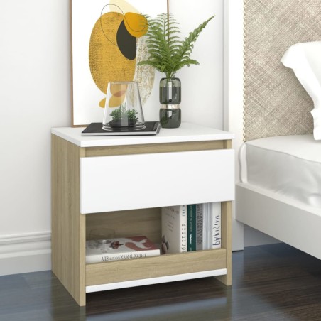 vidaXL Comodini 2 pz Bianco e Rovere Sonoma 40x30x39 cm in Truciolato