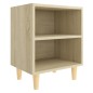 vidaXL Comodino con Gambe in Legno Massello Rovere Sonoma 40x35x50cm vidaXL Comodino con Gambe in Legno Massello Rovere Sonoma 40x35x50cm