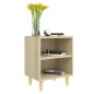 vidaXL Comodino con Gambe in Legno Massello Rovere Sonoma 40x35x50cm vidaXL Comodino con Gambe in Legno Massello Rovere Sonoma 40x35x50cm