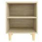 vidaXL Comodino con Gambe in Legno Massello Rovere Sonoma 40x35x50cm vidaXL Comodino con Gambe in Legno Massello Rovere Sonoma 40x35x50cm