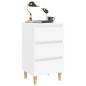 vidaXL Comodino con Gambe in Legno Massello Bianco 40x35x69 cm