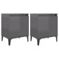 vidaXL Comodini con Gambe in Metallo 2 pz Grigio Lucido 40x30x50 cm vidaXL Comodini con Gambe in Metallo 2 pz Grigio Lucido 40x30x50 cm