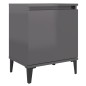 vidaXL Comodini con Gambe in Metallo 2 pz Grigio Lucido 40x30x50 cm vidaXL Comodini con Gambe in Metallo 2 pz Grigio Lucido 40x30x50 cm