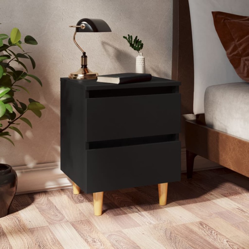 vidaXL Comodino con Gambe in Legno Massello di Pino Nero 40x35x50cm vidaXL Comodino con Gambe in Legno Massello di Pino Nero 40x35x50cm