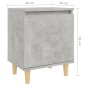 vidaXL Comodino con Gambe in Legno Massello Grigio Cemento 40x30x50 cm vidaXL Comodino con Gambe in Legno Massello Grigio Cemento 40x30x50 cm