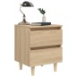 vidaXL Comodino con Gambe in Massello di Pino Rovere Sonoma 40x35x50cm vidaXL Comodino con Gambe in Massello di Pino Rovere Sonoma 40x35x50cm
