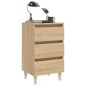 vidaXL Comodino con Gambe in Legno Massello Rovere Sonoma 40x35x69cm vidaXL Comodino con Gambe in Legno Massello Rovere Sonoma 40x35x69cm