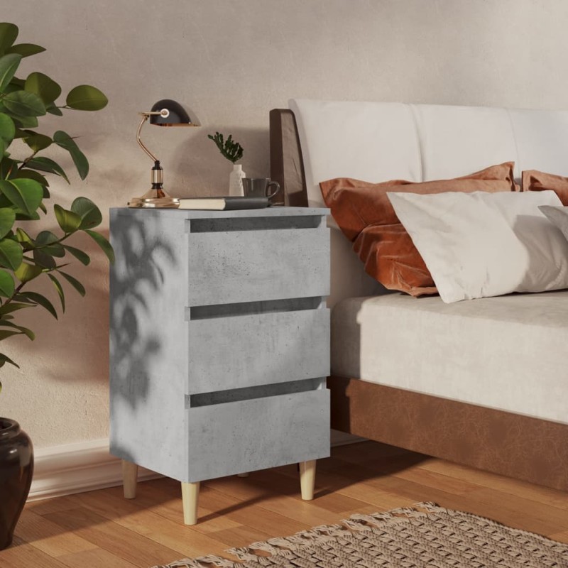 vidaXL Comodini Gambe in Legno Massello 2 pz Grigio Cemento 40x35x69cm vidaXL Comodini Gambe in Legno Massello 2 pz Grigio Cemento 40x35x69cm