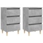 vidaXL Comodini Gambe in Legno Massello 2 pz Grigio Cemento 40x35x69cm vidaXL Comodini Gambe in Legno Massello 2 pz Grigio Cemento 40x35x69cm