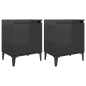 vidaXL Comodini con Gambe in Metallo 2 pz Nero Lucido 40x30x50 cm vidaXL Comodini con Gambe in Metallo 2 pz Nero Lucido 40x30x50 cm