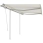Tenda da Sole Retrattile Manuale con Pali 3,5x2,5 m Crema Tenda da Sole Retrattile Manuale con Pali 3,5x2,5 m Crema