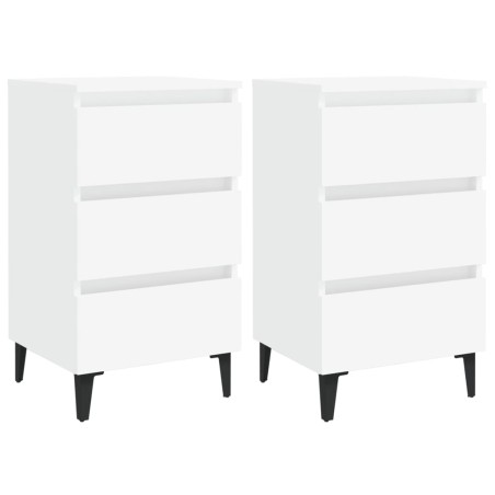 vidaXL Comodino con Gambe in Metallo 2 pz Bianco 40x35x69 cm