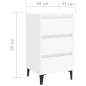vidaXL Comodino con Gambe in Metallo 2 pz Bianco 40x35x69 cm vidaXL Comodino con Gambe in Metallo 2 pz Bianco 40x35x69 cm