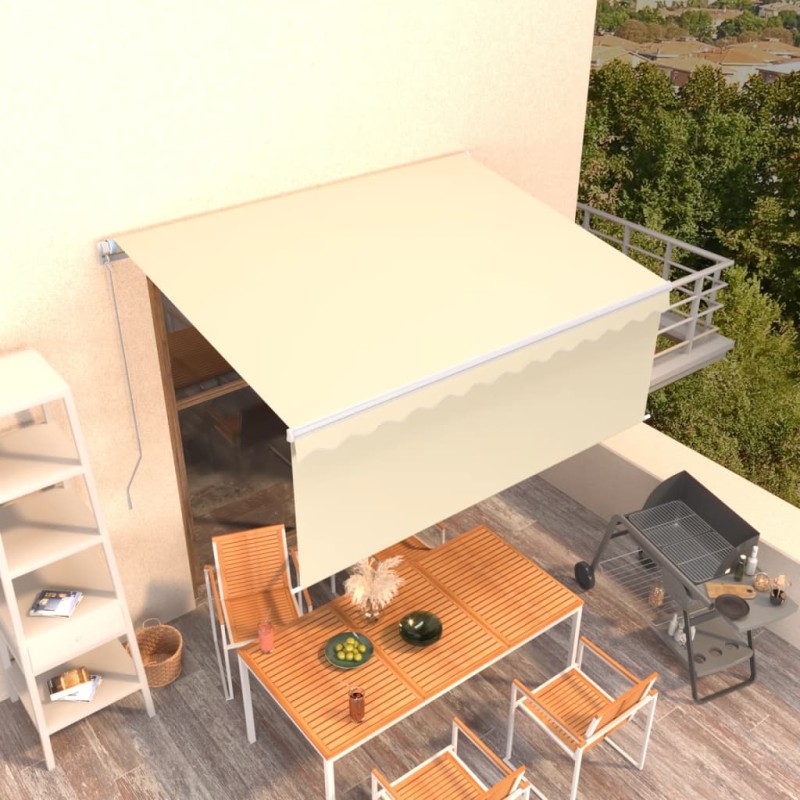 Tenda Sole Retrattile Manuale con Parasole 3,5x2,5 m Crema Tenda Sole Retrattile Manuale con Parasole 3,5x2,5 m Crema