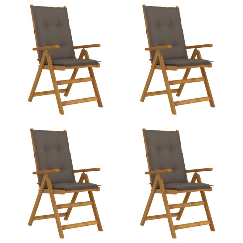 Sedie da Giardino Reclinabili 4 pz con Cuscini Massello Acacia Sedie da Giardino Reclinabili 4 pz con Cuscini Massello Acacia