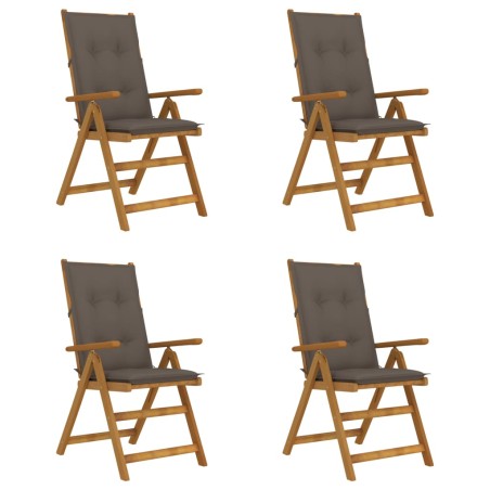 Sedie da Giardino Reclinabili 4 pz con Cuscini Massello Acacia