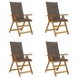 Sedie da Giardino Reclinabili 4 pz con Cuscini Massello Acacia Sedie da Giardino Reclinabili 4 pz con Cuscini Massello Acacia
